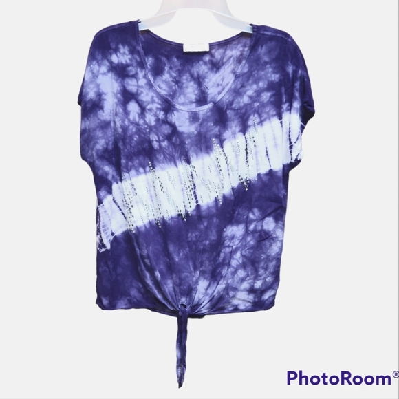 Dressbarn Slip On Blouse Front Tie and White Bling - Picture 1 of 8